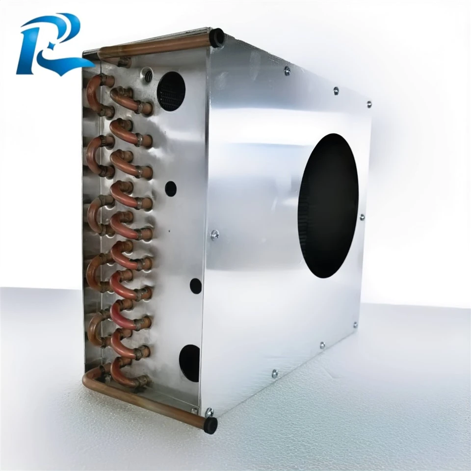 Batteria di condensatore industriale con tubo in rame con alette in alluminio per applicazioni HVAC e celle frigorifere